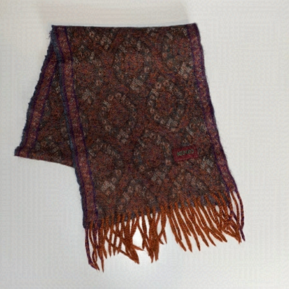 kenzo Wool Boho Print Scarf - Picture 1 of 4